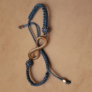 Beautiful blue woven infinity bracelet